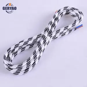 Blanco negro Zebra tela textil cable eléctrico, tela algodón cubierto alambre trenzado tejer