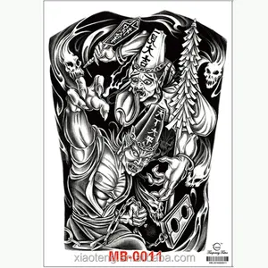 34x48CM große schwarze temporäre Tattoo-Aufkleber Wasserdichte chinesische Ghost Buster Tattoo zurück