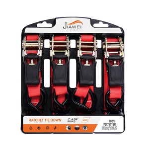 Sangle <span class=keywords><strong>à</strong></span> <span class=keywords><strong>cliquet</strong></span> en polyester de 1 pouce et 15 pieds, sangles d'arrimage <span class=keywords><strong>à</strong></span> <span class=keywords><strong>cliquet</strong></span>, ceinture de tension pour cargaison <span class=keywords><strong>avec</strong></span> <span class=keywords><strong>crochet</strong></span> en S enduit pour voitures, motos, bateaux - Product Image 6