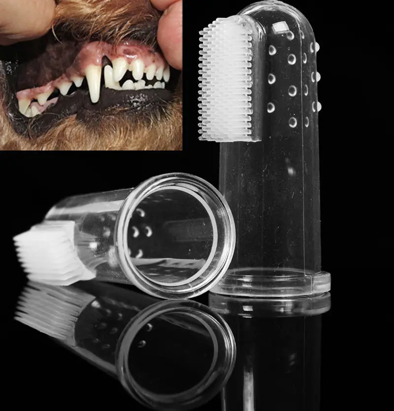 Escova de dentes de dedo para animais, escova de dedo de silicone macia para animais pequenos e grandes