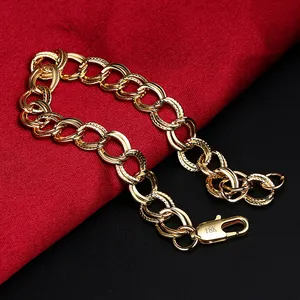 New Designer 9MM Gold Filled Bracelet FLAT CUT CURB Women Girls Chain Wholesale Jewelry Bracelet