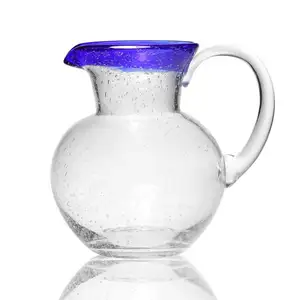 Pot mexicain en verre, avec paille bleue colorée, Style mexicain, vente en gros