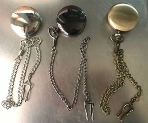Commercio all'ingrosso Liscio Luminoso Retrò doppia faccia nastro del Nero Della Catena Chiave Argento Romano orologio Da Tasca - Product Image 2