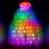 Costume de danse arabe sexy et tendance, robe de mariée LED, jupe longue LED, robe de soirée LED, vêtements de scène, robes pour filles