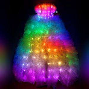 Costume de danse arabe sexy et tendance, robe de mariée LED, jupe longue LED, robe de soirée LED, vêtements de scène, robes pour filles - Product Image 5
