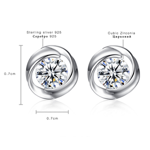 LUOTEEMI Luxury Women Elegant Accessories 2carat Round 3a Cubic Zirconia 925sterling Silver Rhodium Plated <strong>Small</strong> <strong>Stud</strong> <strong>Earring</strong> - Product Image 2