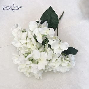 Artificial 5 cabezas hydrangea bouquet marfil hortensias seda flores - Product Image 4
