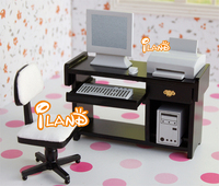 Muebles en Miniatura para Casa de Muñecas, Juego de Escritorio de Computadora para Oficina/6 WL014