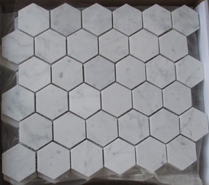 Bianco grande hexágono mosaico de marmol de carrara blanco - Product Image 2
