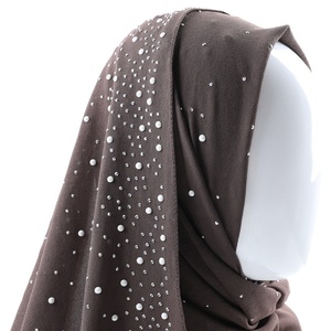 Penjualan Pabrik Sifon Polos dengan Manik-manik Emas Wanita Syal Glitter Berlian Syal Jilbab