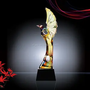 Groothandel K9 Leeg Kristal Glas Trofeeën Vogel Kristallen Trofee Award
