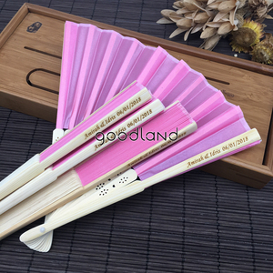 <span class=keywords><strong>Amazon</strong></span> eBay personnalisé de mariage <span class=keywords><strong>bambou</strong></span> pliant ventilateur de main de tissu - Product Image 2