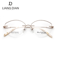 Monturas de gafas de titanio al por mayor en stock, gafas de diseño sin montura para mujer