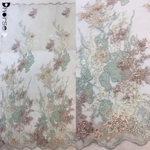 Mode vert foncé rouge Beige perlé à la main ruban broderie broderie sur jupes broderie <span class=keywords><strong>lit</strong></span> couverture dentelle tissu - Product Image 1
