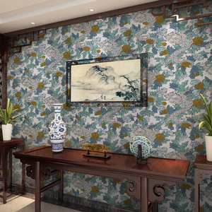 <span class=keywords><strong>Papier</strong></span> <span class=keywords><strong>peint</strong></span> décoratif pour la maison en vinyle avec motif de dragon de chrysanthème de <span class=keywords><strong>nuage</strong></span> de bon augure de la Chinoiserie - Product Image 1