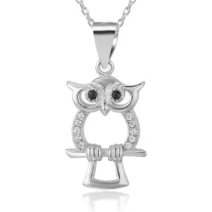 POLIVA Bán Chạy 925 Sterling Silver Pearl Oyster Cage Đen Onyx Little Bird Owl Animal Necklace Mặt Dây Chuyền