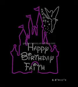 Crystal Happy Birthday Faith Cake Angel Custom Rhinestone Transfer Motifs For Apparel Wholesale