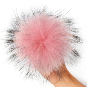 Boule de fourrure de raton laveur teint naturel véritable pompons de fourrure de raton laveur - Product Image 5