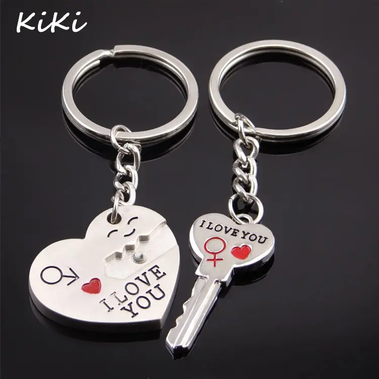 >>> Quà Tặng Ngày Valentine Cặp Đôi Móc Khóa Tôi Yêu Bạn Trái Tim Keychain Ring Lover Lãng Mạn Key Chain Bạc Opp Túi Hợp Kim 12 Cặp