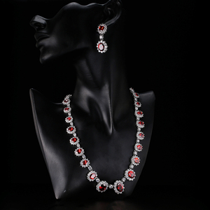 RAKOL SP018 Juego de Joyería de Lujo con Collar y Aretes con Cristales Redondos Grandes de Circonita Cúbica, Bañado en Rodio, con Forma de Flor de <span class=keywords><strong>Mona</strong></span> Lisa, para Regalo - Product Image 6