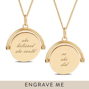 Mặt Dây Chuyền Bằng Thép Không Gỉ Đồng Bằng Khắc Từ Truyền Cảm Hứng Bạc Vàng Cá Nhân Quay Đĩa Vòng Cổ Bạc - Product Image 3