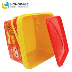 Eco amigable logotipo personalizado desechable durable IML cuadrado de plástico de 600g cracker contenedor galletas contenedor de caja de embalaje - Product Image 2