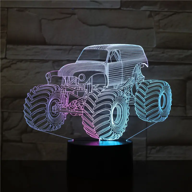 3D Cool off-road vehicle touch switch base with 7 colors changing plus alternating option led night lamp