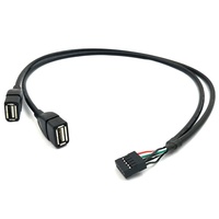 Cable divisor de 9 pines y 2,54 mm para placa base interna a doble USB para montaje en panel, para ensamblaje de cajas de PC