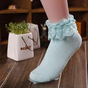 Kaus Kaki Renda Rumbai untuk Wanita, Kaos Kaki Katun Berenda Rumbai Bergaya Vintage untuk Anak Perempuan - Product Image 2