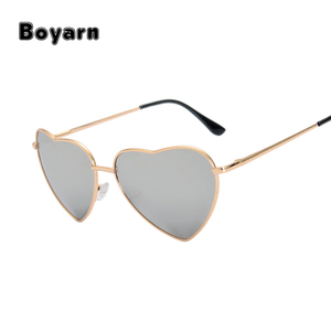 En forma de corazón <span class=keywords><strong>gafas</strong></span> de sol mujer metal lentes reflectantes moda estilo <span class=keywords><strong>gafas</strong></span> de sol hombres espejo nuevas frescas - Product Image 3