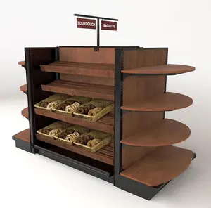 Diseño de moda Panadería Vitrina Estantes de refrigeración de madera Estante de exhibición