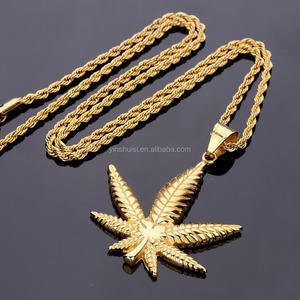 Collier classique rétro avec <span class=keywords><strong>feuilles</strong></span> <span class=keywords><strong>de</strong></span> mauvaises herbes, bijoux en acier inoxydable, style hip hop, tendance - Product Image 6