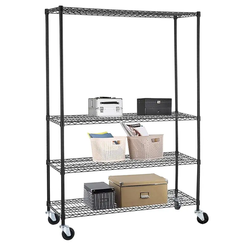 Professional Supplier Storage Shelving Rack Wire Shelves Epoxy Paint Surface Treatment Shelves With Wheels