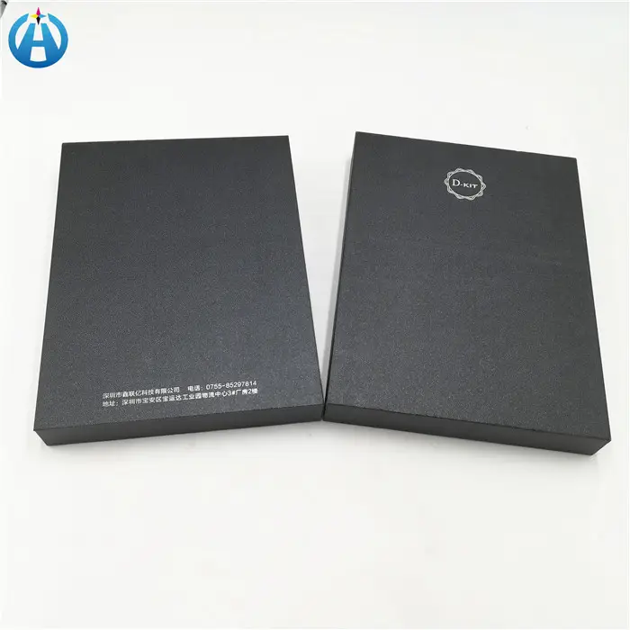 Caja de PC de papel especial negra de lujo personalizada caja de tablet caja de envío