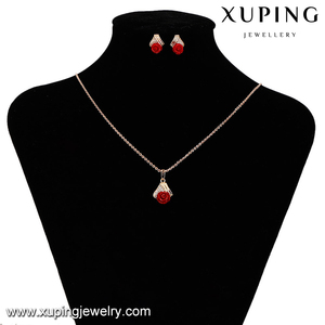 Conjuntos de flores rojas con diamantes de oro de 18k, joyería 64219-xuping - Product Image 6