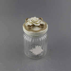 Flores al por mayor tapa de cerámica tarro de <span class=keywords><strong>cristal</strong></span> frasco de vidrio hermético - Product Image 1
