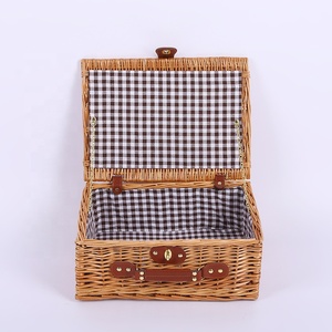 Top Quality Customized logo Empty <strong>Wicker</strong> Hamper Basket Gift <strong>with</strong> Fabric Liner and <strong>Lid</strong> - Product Image 5