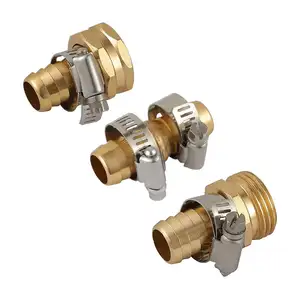Kit <span class=keywords><strong>de</strong></span> réparation <span class=keywords><strong>pour</strong></span> tuyaux <span class=keywords><strong>de</strong></span> jardin, complet, en laiton massif, 1/2 3/4 5/8, avec pince en acier inoxydable - Product Image 1