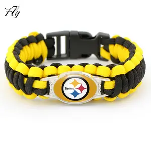 Baru Kedatangan NFL Sepak Bola Amerika 32 Tim Logo Paracord Woven Gelang Grosir