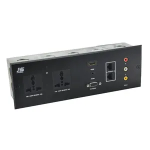 Alimentation multimédia AV connexion multimédia intégrée panneau de plaque frontale en aluminium prise de plaque murale avec ports d'alimentation/RJ45