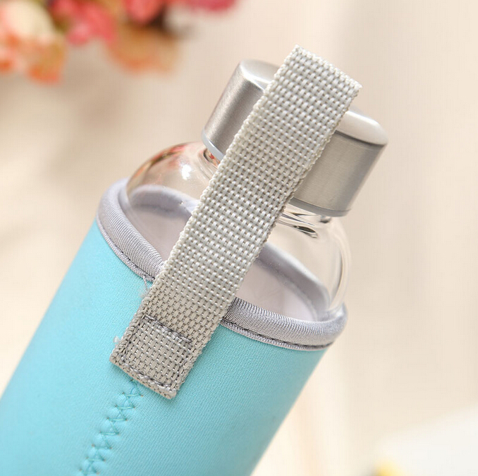 KC-08610 Premium Borosilicate Glass Water Bottle with Nylon Sleeve 12oz Glass Bottles