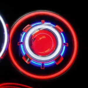 Faro a LED e HID da 7 Pollici con Occhi Demoniaci per Jeep Wrangler JK e Moto - Product Image 1