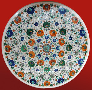 Mesa con incrustación de mármol, encimera de mesa con incrustación de mármol - Product Image 1