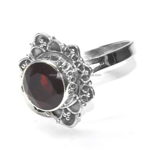 925 Sterling Silver Vintage Bezel Setting <b>Ring</b> Cut <b>Garnet</b> Gemstone Fashionable Wedding Gift for Parties - Product Image 2
