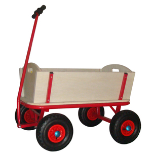 Chariot de jardin en bois pour enfants, chariot à pousser, outil, chariot de jardin en bois avec roues pneumatiques et panneaux en bois TC1812 - Product Image 4