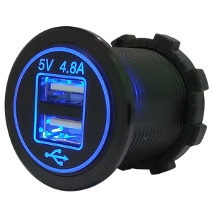 12v -24v Dual <strong>USB</strong> <strong>Car</strong> Charger <strong>Socket</strong> with Led Light Panel Mount - Product Image 1
