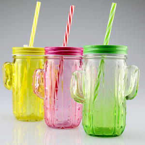 Pot <span class=keywords><strong>de</strong></span> maçon en verre vert Offre Spéciale et 420ml, design <span class=keywords><strong>cactus</strong></span>, avec poignée et couvercle en métal - Product Image 6