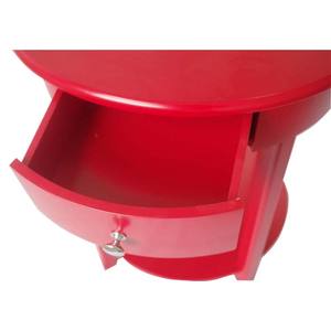 Mesita de noche moderna con pata de madera Mdf, mesita de noche roja y redonda de lujo, 55x55x65cm, <span class=keywords><strong>1</strong></span> cajón - Product Image 3