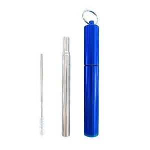 Pajita plegable portátil de acero inoxidable, conjunto de paja telescópica de Metal con funda de aluminio - Product Image 4