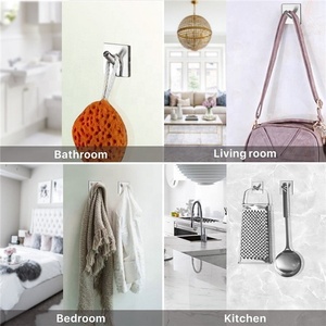 Adhesive <strong>Hooks</strong>, 4 Pack Stick <strong>Towel</strong> <strong>Hooks</strong> Heavy Duty Stainless Steel Bathroom Self Adhesive <strong>Hooks</strong> - Product Image 6